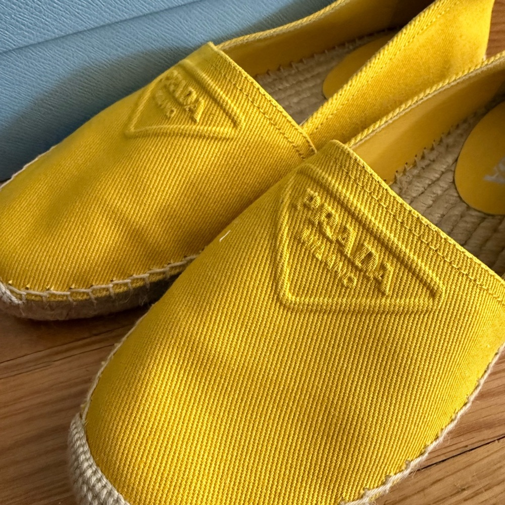 Prada Yellow Espadrille Slide Sneakers